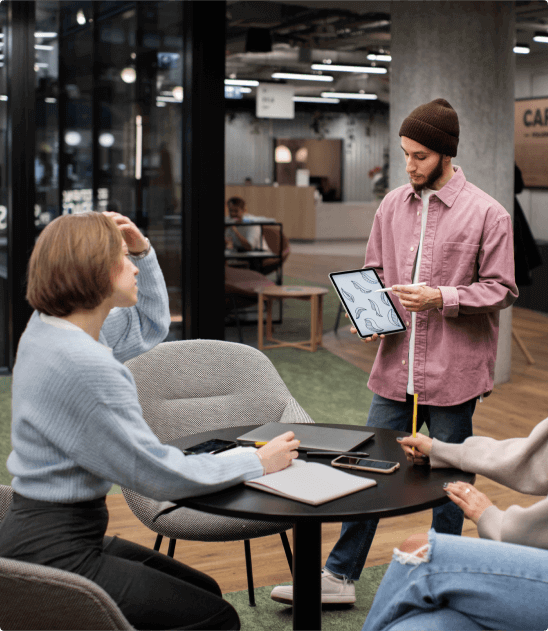 Team collaborating on a project