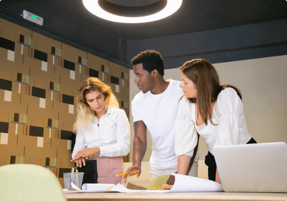 A team collaborating on a project