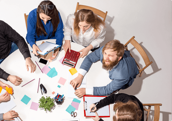 Corporate team strategy session